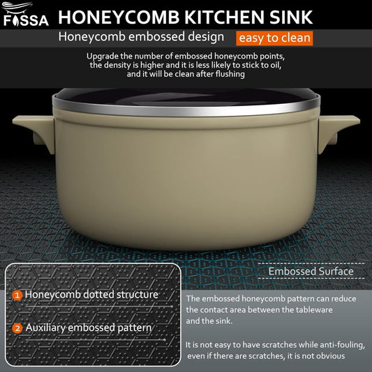 Fossa 37"x18"x10" Inch Double Bowl 304 Grade Honeycomb Embossed Kitchen Sink with Nano Coating (Black )