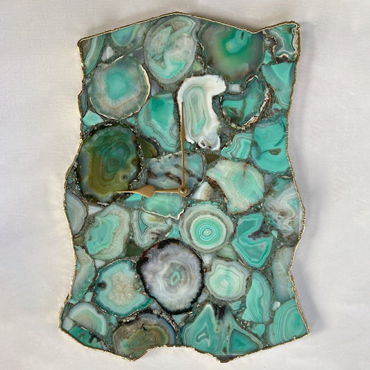 Large Green Agate Wall Clock/Personalised Momento/10"x15"