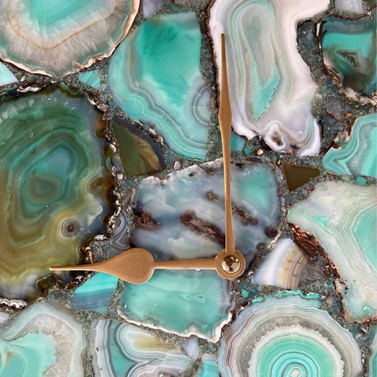 Large Green Agate Wall Clock/Personalised Momento/10"x15"
